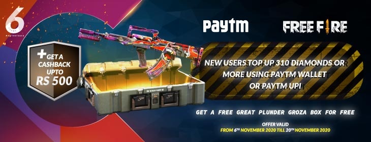 FreeFire PayTM Coda Anniv on Codashop India