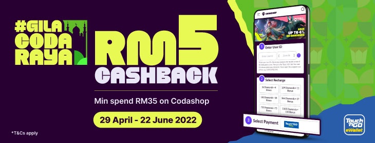 Gila Coda Raya RM 5 Cashback on Codashop Malaysia