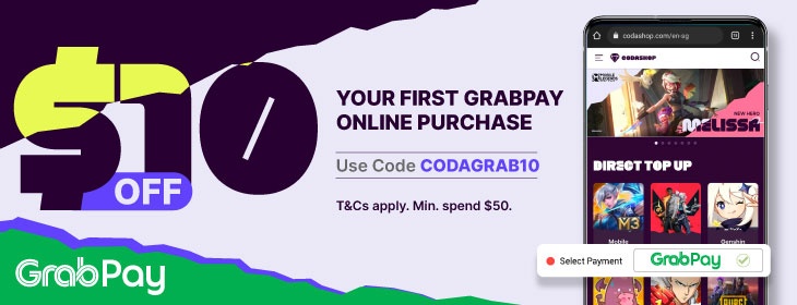 Grabpay $10 off on Codashop Singapore
